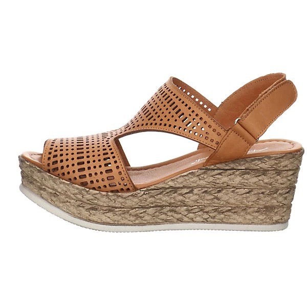 Andrea Conti Damen Sandalen Sandalette Fußbett Bequem Freizeit Glattleder Uni Klassische Sandalen - Cognac 4 Andrea Conti Damen Sandalen Sandalette Fußbett Bequem Freizeit Glattleder Uni Klassische Sandalen - Cognac – Bild 2